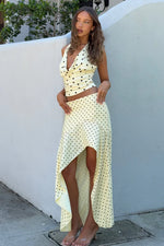 Load image into Gallery viewer, Melody Flounce Midi Skirt - Lemon/Choc Polka
