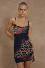 Load image into Gallery viewer, Romena Mini Dress - Black Leopard
