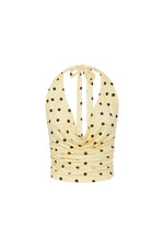 Load image into Gallery viewer, Melody Halter Cowl Top - Lemon/Choc Polka
