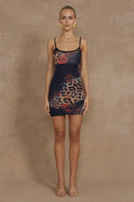 Load image into Gallery viewer, Romena Mini Dress - Black Leopard
