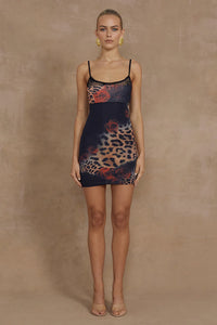 Romena Mini Dress - Black Leopard