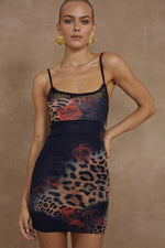 Load image into Gallery viewer, Romena Mini Dress - Black Leopard
