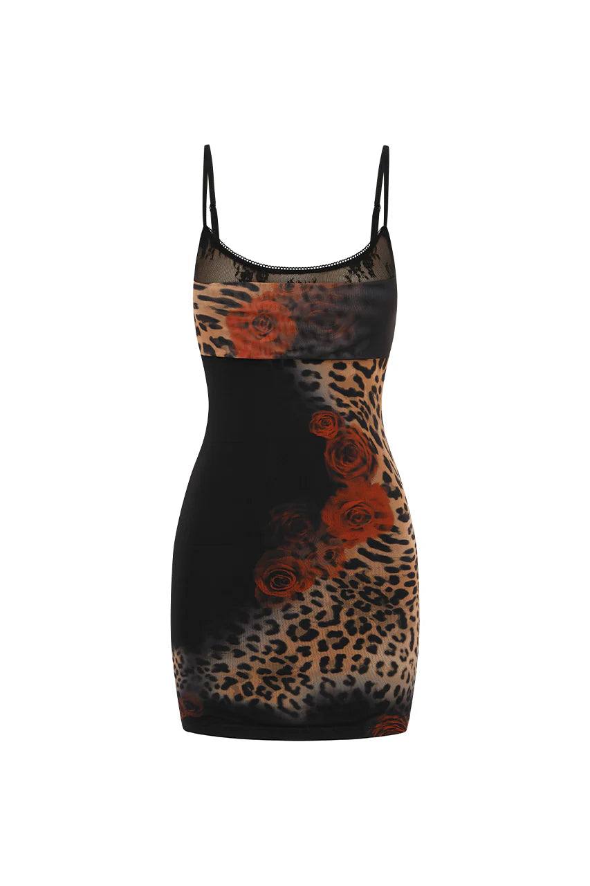 Romena Mini Dress - Black Leopard