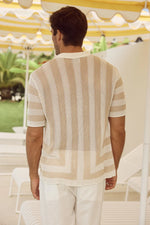 Load image into Gallery viewer, Theo Knit Shirt - Sand/White
