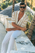 Load image into Gallery viewer, Theo Knit Shirt - Sand/White
