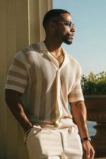 Load image into Gallery viewer, Theo Knit Shirt - Sand/White
