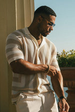 Load image into Gallery viewer, Theo Knit Shirt - Sand/White
