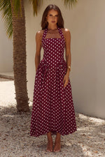 Load image into Gallery viewer, Sammi Halter Midi Dress - Wine/White Polka
