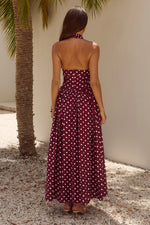 Load image into Gallery viewer, Sammi Halter Midi Dress - Wine/White Polka
