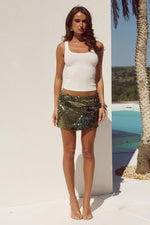 Load image into Gallery viewer, Chella Sequin Mini Skirt - Olive

