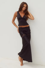 Load image into Gallery viewer, Amara V-Neck Lace Trim Top - Black
