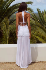 Load image into Gallery viewer, Adrianna Plunge Ruched Maxi Dress - White
