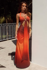 Load image into Gallery viewer, Flora Cut Out Halter Maxi Dress - Blaze Ombre
