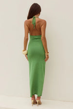 Load image into Gallery viewer, Ayella Deep-V Knit Maxi Dress - Apple
