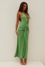 Load image into Gallery viewer, Ayella Deep-V Knit Maxi Dress - Apple
