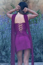 Load image into Gallery viewer, Starla Bustier Scarf Mini Dress - Plum
