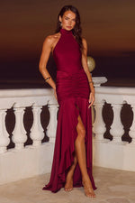 Load image into Gallery viewer, Zelma High Neck Maxi Dress - Wine
