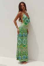 Load image into Gallery viewer, Livia Halter Cowl Maxi Dress - Indiana Green
