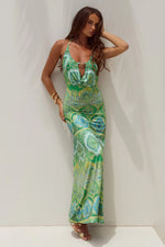 Load image into Gallery viewer, Livia Halter Cowl Maxi Dress - Indiana Green
