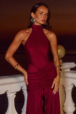 Load image into Gallery viewer, Zelma High Neck Maxi Dress - Wine
