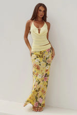 Load image into Gallery viewer, Helena Halter Deep Plunge Cowl Top - Mango
