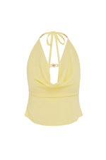 Load image into Gallery viewer, Helena Halter Deep Plunge Cowl Top - Mango
