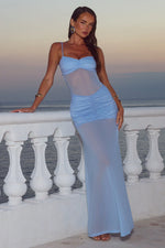 Load image into Gallery viewer, Cassie Glitter Mesh Maxi Dress - Bluebell
