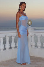 Load image into Gallery viewer, Cassie Glitter Mesh Maxi Dress - Bluebell
