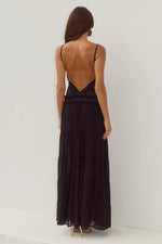 Load image into Gallery viewer, Rosetta Backless Tiered Maxi Dress - Black

