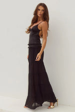 Load image into Gallery viewer, Rosetta Backless Tiered Maxi Dress - Black

