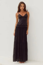 Load image into Gallery viewer, Rosetta Backless Tiered Maxi Dress - Black
