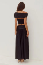 Load image into Gallery viewer, Nivali Draped Waist Maxi Skirt - Black
