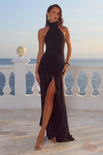Load image into Gallery viewer, Zelma High Neck Maxi Dress - Black
