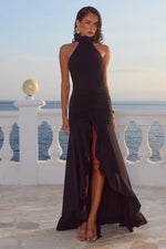 Load image into Gallery viewer, Zelma High Neck Maxi Dress - Black
