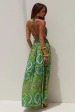 Load image into Gallery viewer, Fontana Deep Plunge Maxi Dress - Indiana Green
