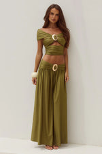 Load image into Gallery viewer, Nivali Draped Waist Maxi Skirt - Olive

