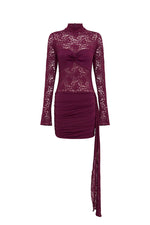 Load image into Gallery viewer, Larna Laced Sleeved Mini Dress - Wine
