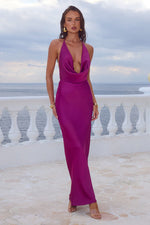 Load image into Gallery viewer, Posey Low Plunge Maxi Dress - Plum
