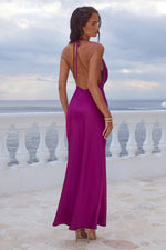 Load image into Gallery viewer, Posey Low Plunge Maxi Dress - Plum
