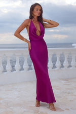 Load image into Gallery viewer, Posey Low Plunge Maxi Dress - Plum
