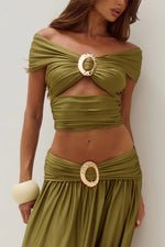 Load image into Gallery viewer, Nivali Off Shoulder Top - Olive
