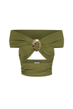 Load image into Gallery viewer, Nivali Off Shoulder Top - Olive
