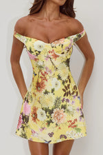 Load image into Gallery viewer, Aveta Off Shoulder Mini Dress - Kendall Yellow
