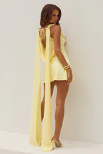 Load image into Gallery viewer, Gabriella Cowl Mini Dress - Lemon
