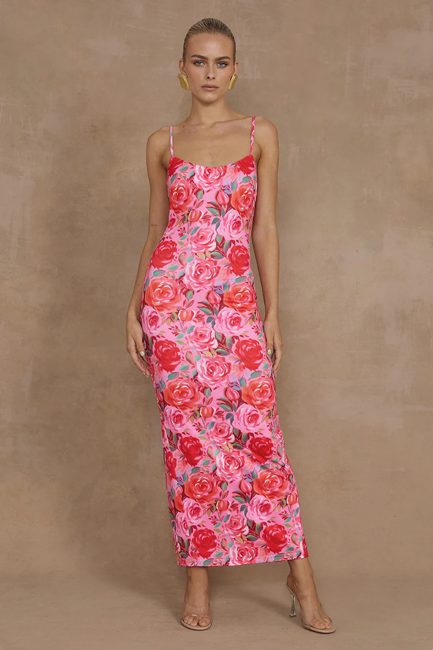 Deia Midi Dress - Begonia Print