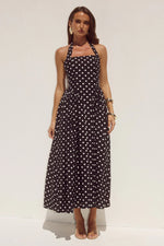 Load image into Gallery viewer, Sammi Halter Midi Dress - Black/White Polka
