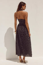 Load image into Gallery viewer, Sammi Halter Midi Dress - Black/White Polka
