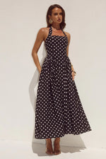 Load image into Gallery viewer, Sammi Halter Midi Dress - Black/White Polka
