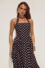 Load image into Gallery viewer, Sammi Halter Midi Dress - Black/White Polka
