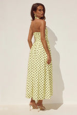 Load image into Gallery viewer, Sammi Halter Midi Dress - Lemon/Choc Polka
